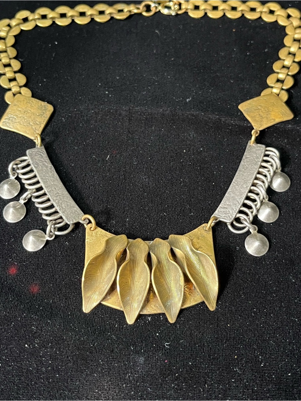 Vintage Marjorie Baer SF Mixed Metal Statement Necklace 1757